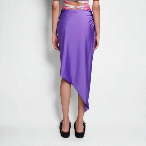 🌻NEW w/tags Maje Japre Violet Purple Asymmetric Midi Skirt Size 38 - Picture 4 of 8
